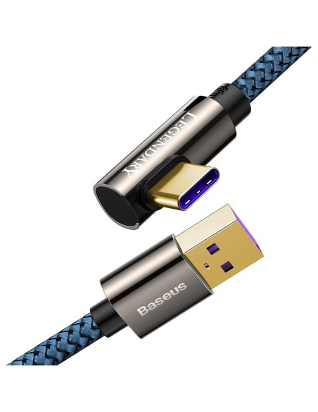 Legendinis kampuotas USB laidas žaidėjams USB-C 66W 2m mėlynas Legendinis kampuotas USB laidas žaidėjams USB-C 66W 2m mėlynas