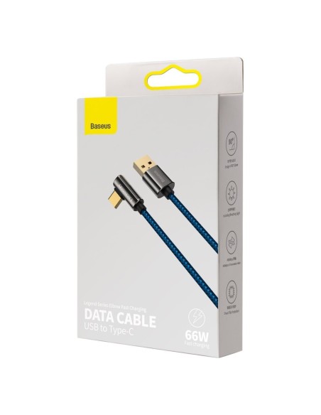 Legendinis kampuotas USB laidas žaidėjams USB-C 66W 2m mėlynas Legendinis kampuotas USB laidas žaidėjams USB-C 66W 2m mėlynas