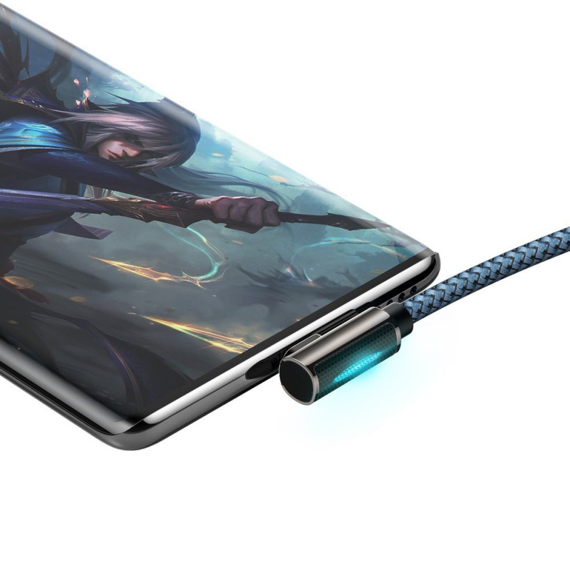 Legendinis kampuotas USB laidas žaidėjams USB-C 66W 2m mėlynas