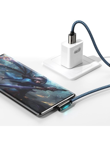 Legendinis kampuotas USB laidas žaidėjams USB-C 66W 2m mėlynas Legendinis kampuotas USB laidas žaidėjams USB-C 66W 2m mėlynas