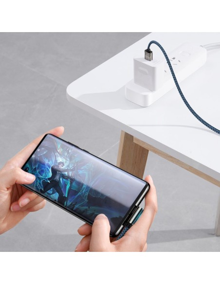 Legendinis kampuotas USB laidas žaidėjams USB-C 66W 2m mėlynas Legendinis kampuotas USB laidas žaidėjams USB-C 66W 2m mėlynas