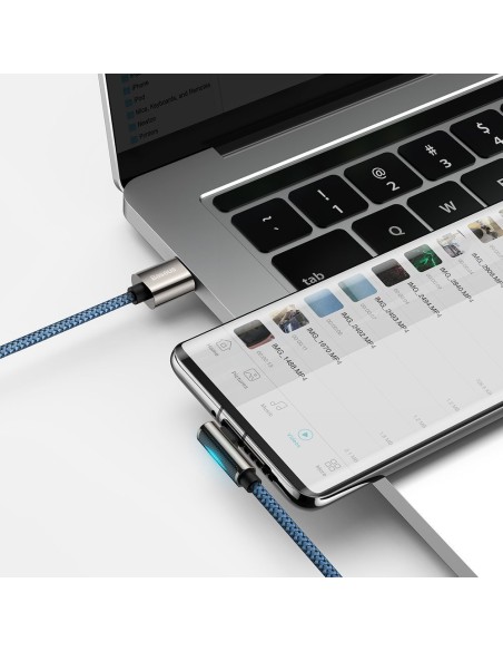 Legendinis kampuotas USB laidas žaidėjams USB-C 66W 2m mėlynas Legendinis kampuotas USB laidas žaidėjams USB-C 66W 2m mėlynas
