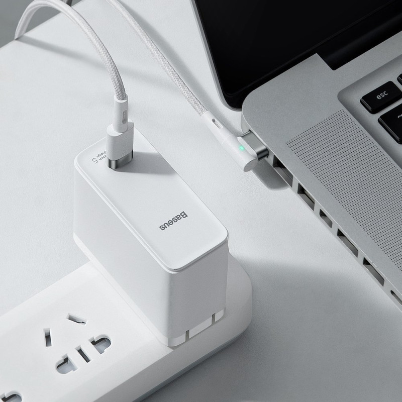 Kampinis magnetinis maitinimo laidas skirtas MacBook Power L formos USB-C 60W 2m baltas
