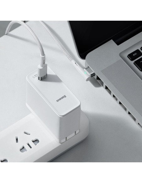 Kampinis magnetinis maitinimo laidas skirtas MacBook Power L formos USB-C 60W 2m baltas Kampinis magnetinis maitinimo laidas skirtas MacBook Power L formos USB-C 60W 2m baltas