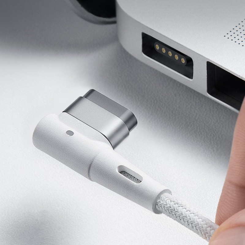 Kampinis magnetinis maitinimo laidas skirtas MacBook Power L formos USB-C 60W 2m baltas