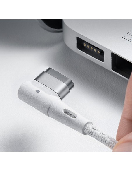 Kampinis magnetinis maitinimo laidas skirtas MacBook Power L formos USB-C 60W 2m baltas Kampinis magnetinis maitinimo laidas skirtas MacBook Power L formos USB-C 60W 2m baltas