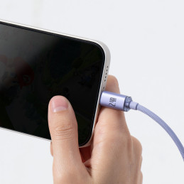 Kabelio laidas greitam įkrovimui ir duomenų perdavimui USB iPhone Lightning 2.4A 1.2m violetinė