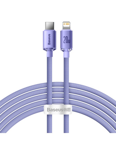 Laido laidas greitam įkrovimui ir duomenų perdavimui USB-C iPhone Lightning 20W 2m violetinė Laido laidas greitam įkrovimui ir duomenų perdavimui USB-C iPhone Lightning 20W 2m violetinė