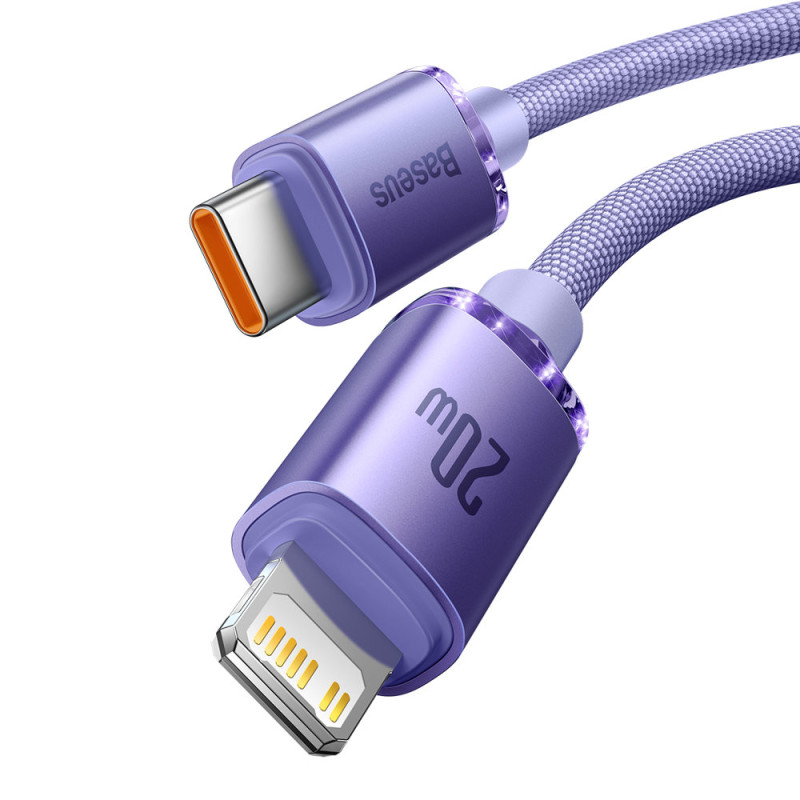 Laido laidas greitam įkrovimui ir duomenų perdavimui USB-C iPhone Lightning 20W 2m violetinė