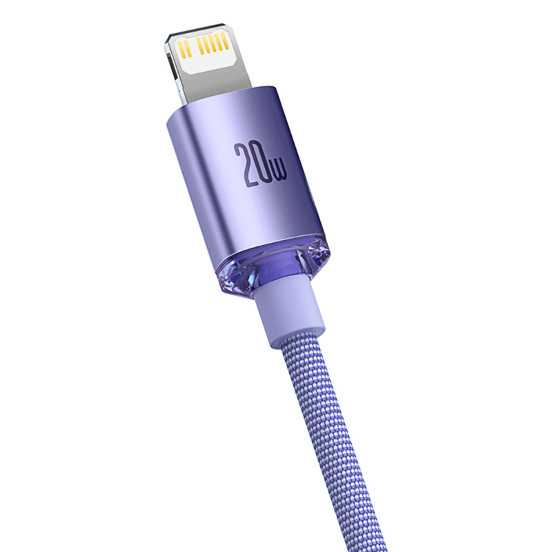 Laido laidas greitam įkrovimui ir duomenų perdavimui USB-C iPhone Lightning 20W 2m violetinė