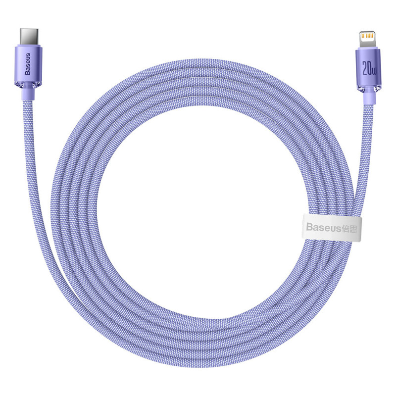 Laido laidas greitam įkrovimui ir duomenų perdavimui USB-C iPhone Lightning 20W 2m violetinė
