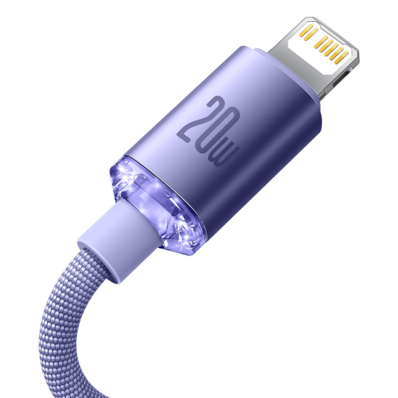 Laido laidas greitam įkrovimui ir duomenų perdavimui USB-C iPhone Lightning 20W 2m violetinė