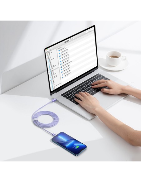 Laido laidas greitam įkrovimui ir duomenų perdavimui USB-C iPhone Lightning 20W 2m violetinė Laido laidas greitam įkrovimui ir duomenų perdavimui USB-C iPhone Lightning 20W 2m violetinė