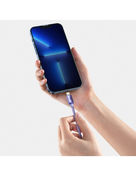 Laido laidas greitam įkrovimui ir duomenų perdavimui USB-C iPhone Lightning 20W 2m violetinė Laido laidas greitam įkrovimui ir duomenų perdavimui USB-C iPhone Lightning 20W 2m violetinė