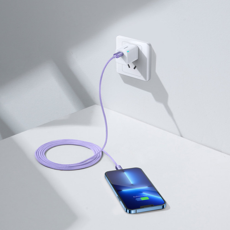Laido laidas greitam įkrovimui ir duomenų perdavimui USB-C iPhone Lightning 20W 2m violetinė