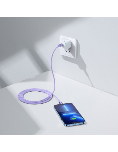 Laido laidas greitam įkrovimui ir duomenų perdavimui USB-C iPhone Lightning 20W 2m violetinė Laido laidas greitam įkrovimui ir duomenų perdavimui USB-C iPhone Lightning 20W 2m violetinė