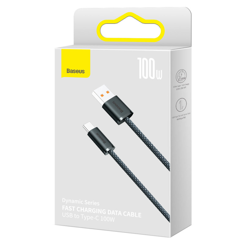 Dynamic Series USB kabelis USB-C 100W 1m pilkas