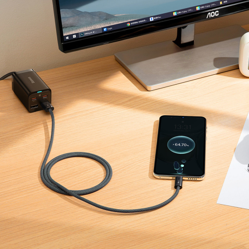 Dynamic Series USB kabelis USB-C 100W 1m pilkas