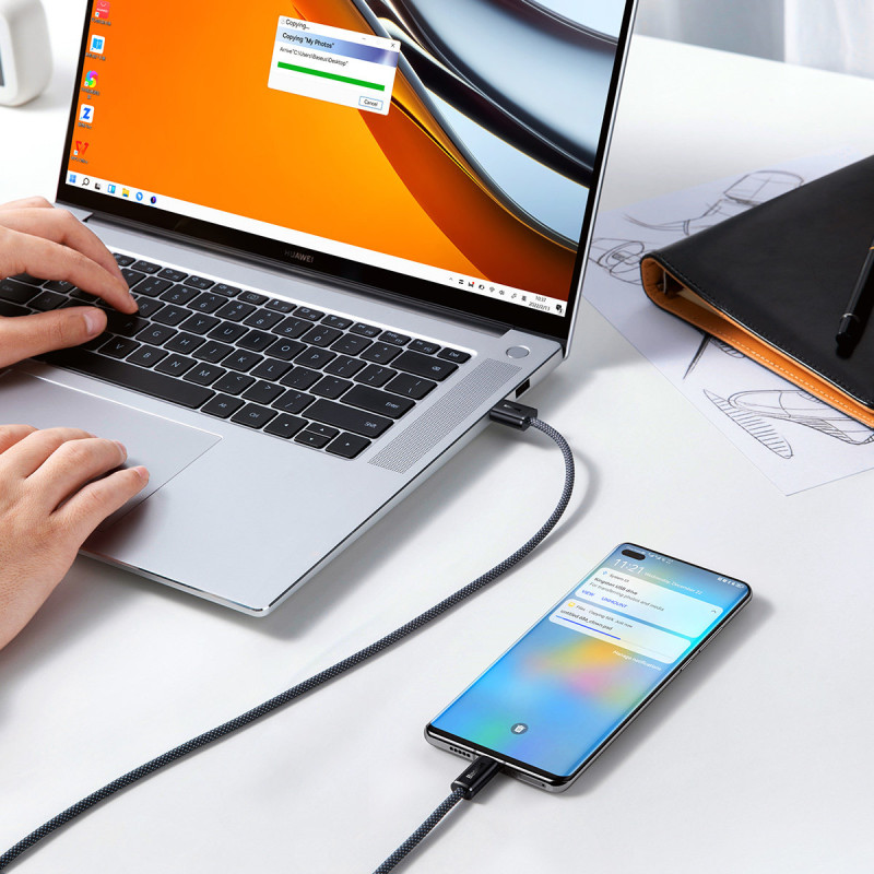 Dynamic Series USB kabelis USB-C 100W 1m pilkas