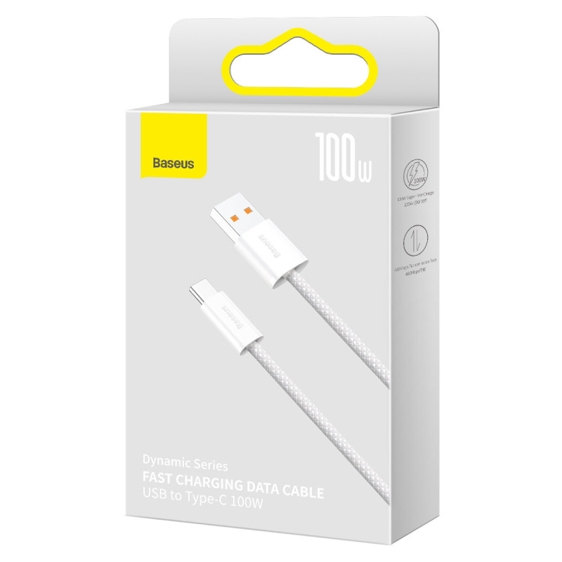 Dynamic Series USB kabelis USB-C 100W 1m baltas