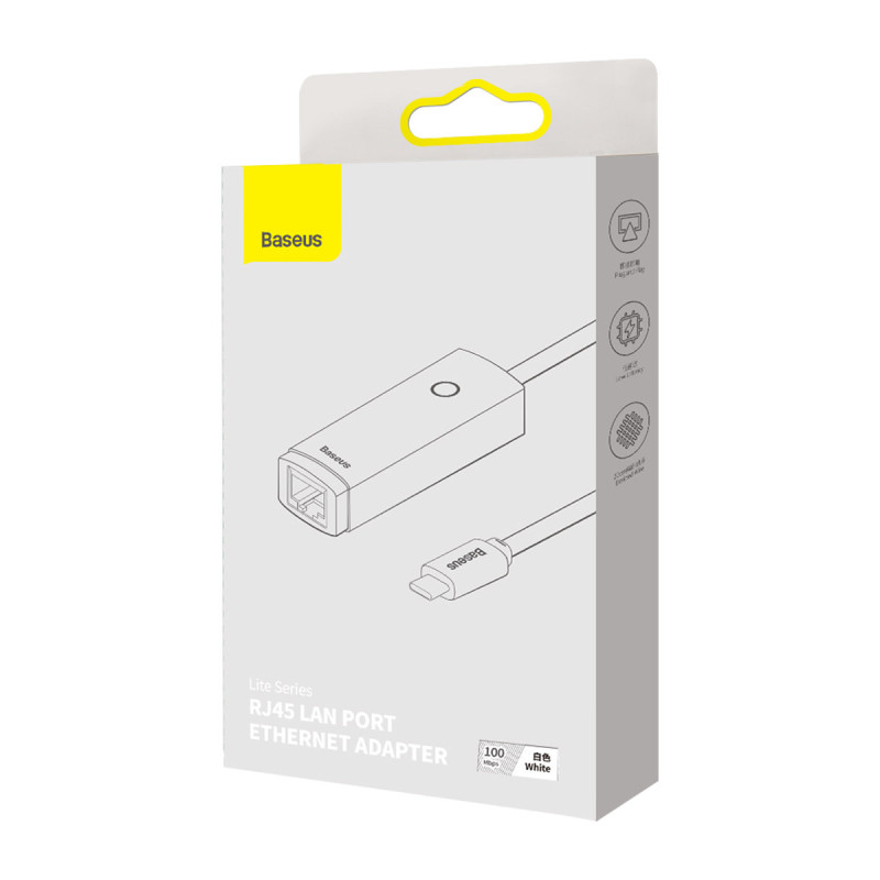 Išorinė tinklo plokštė USB-C RJ-45 100Mbps balta