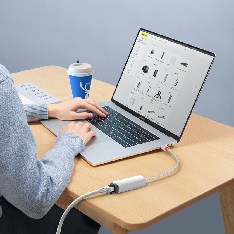 Išorinė tinklo plokštė USB-C RJ-45 100Mbps balta