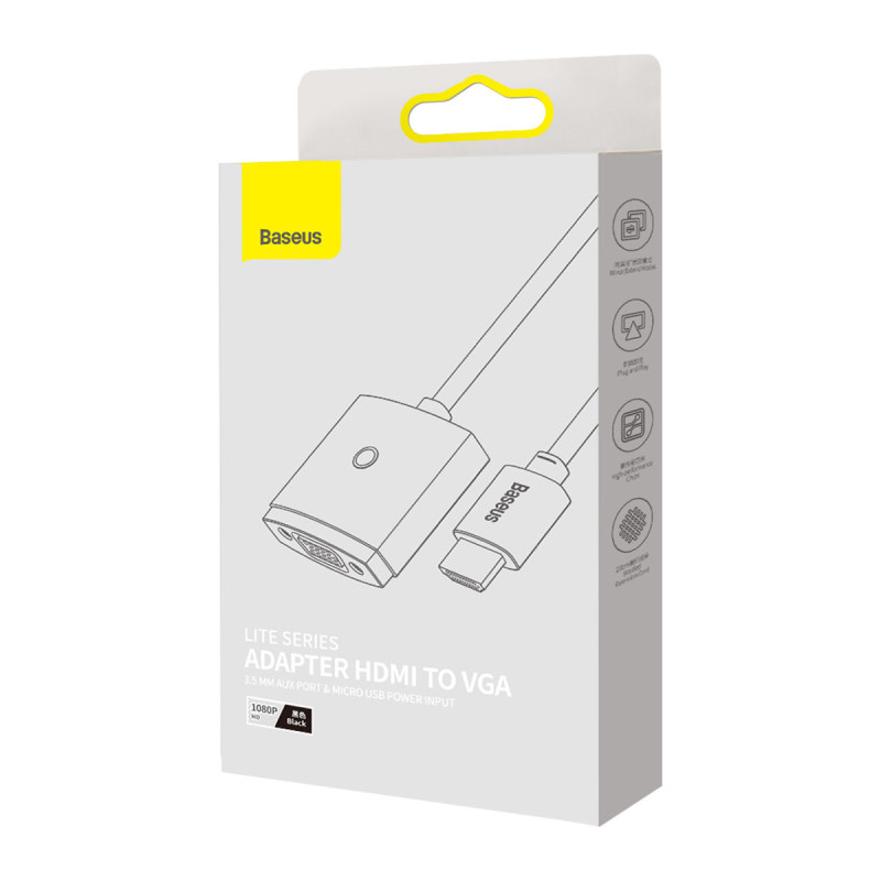 Adapterio adapteris HDMI į VGA + mini lizdas 3,5 mm microUSB maitinimo juodas