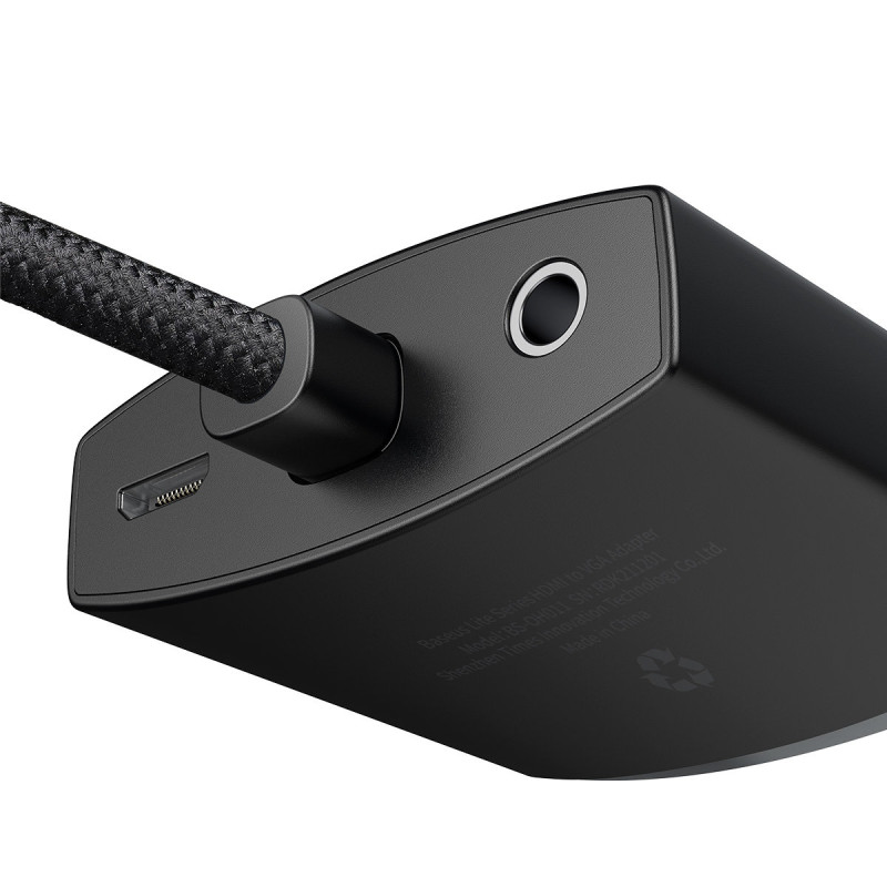 Adapterio adapteris HDMI į VGA + mini lizdas 3,5 mm microUSB maitinimo juodas