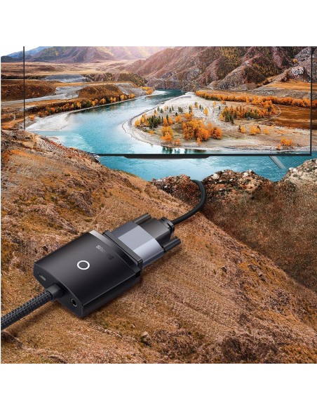 Adapterio adapteris HDMI į VGA + mini lizdas 3,5 mm microUSB maitinimo juodas Adapterio adapteris HDMI į VGA + mini lizdas 3,5 mm microUSB maitinimo juodas
