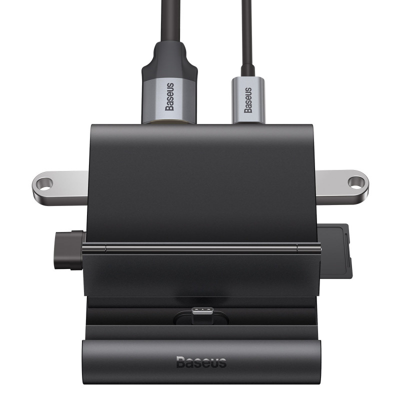 Telefono prijungimo stotelės stovas USB-C HUB juodas