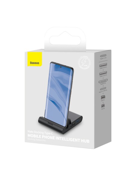 Telefono prijungimo stotelės stovas USB-C HUB juodas Telefono prijungimo stotelės stovas USB-C HUB juodas