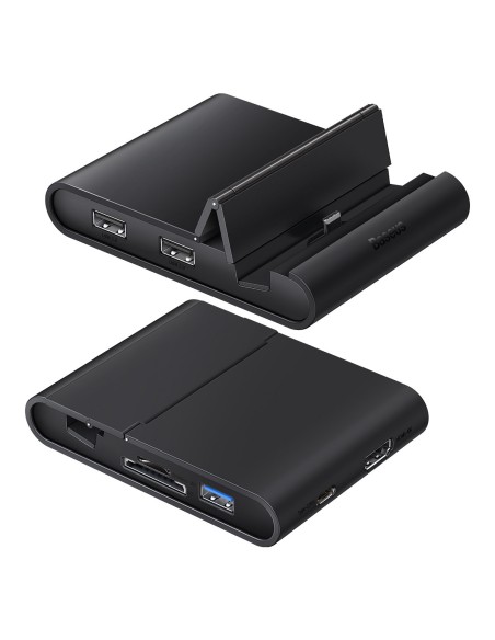 Telefono prijungimo stotelės stovas USB-C HUB juodas Telefono prijungimo stotelės stovas USB-C HUB juodas