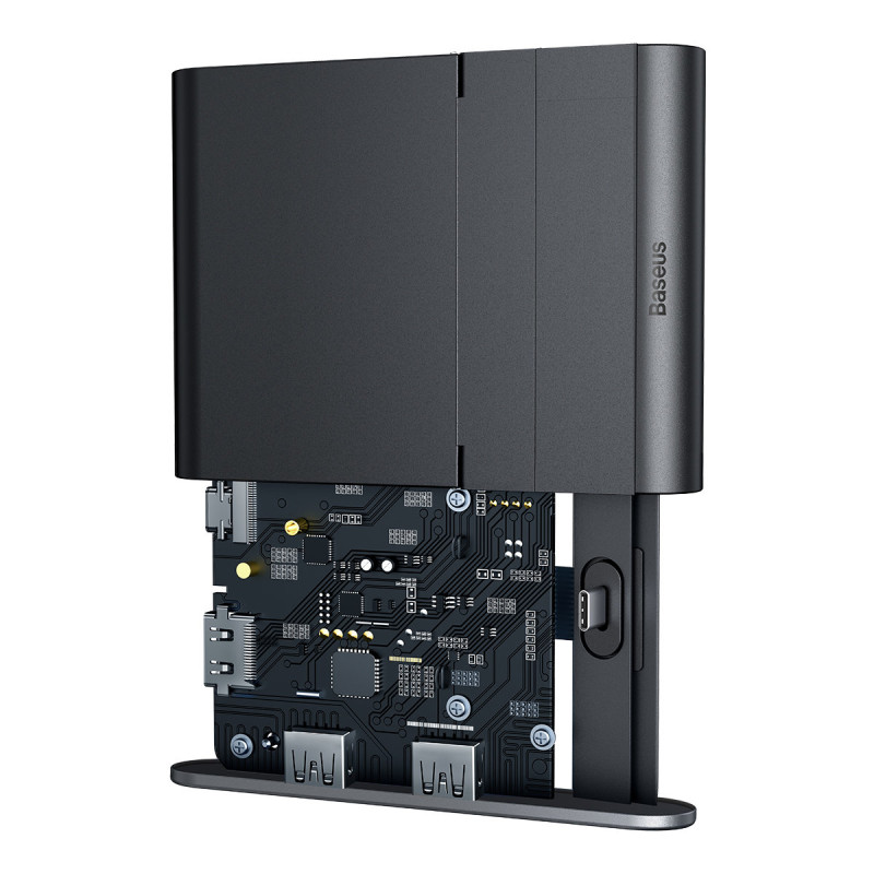 Telefono prijungimo stotelės stovas USB-C HUB juodas