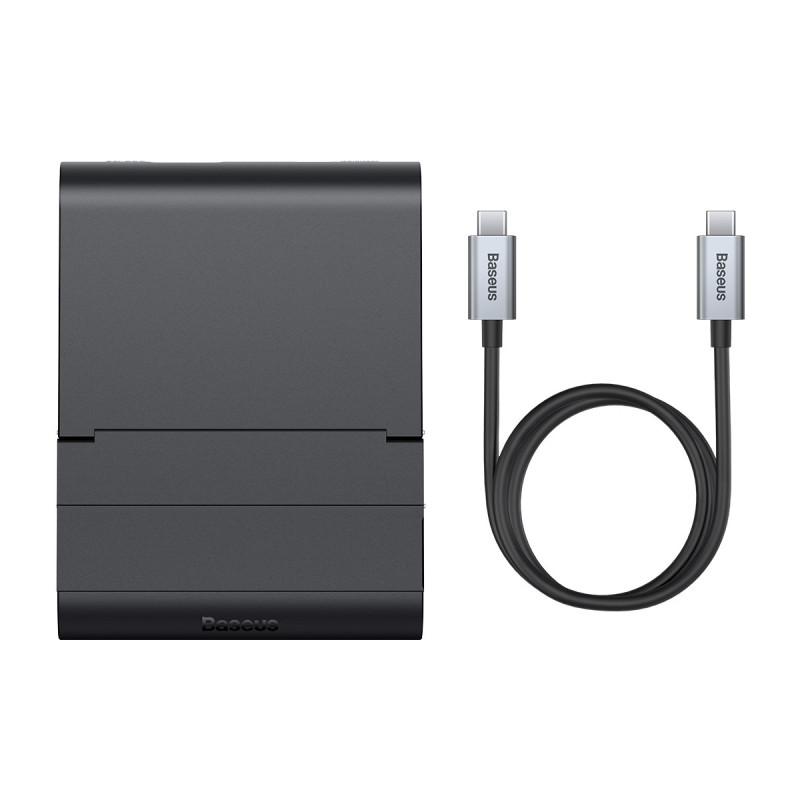 Telefono prijungimo stotelės stovas USB-C HUB juodas