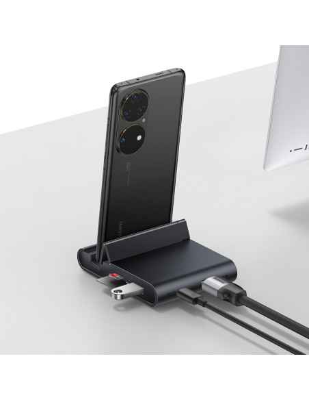 Telefono prijungimo stotelės stovas USB-C HUB juodas Telefono prijungimo stotelės stovas USB-C HUB juodas