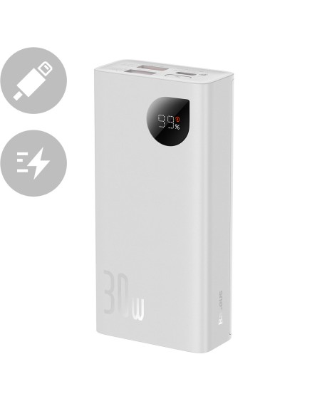 Adaman2 maitinimo blokas su skaitmeniniu ekranu 10000mAh 2xUSB 1xUSB-C greitas įkrovimas baltas Adaman2 maitinimo blokas su skaitmeniniu ekranu 10000mAh 2xUSB 1xUSB-C greitas įkrovimas baltas