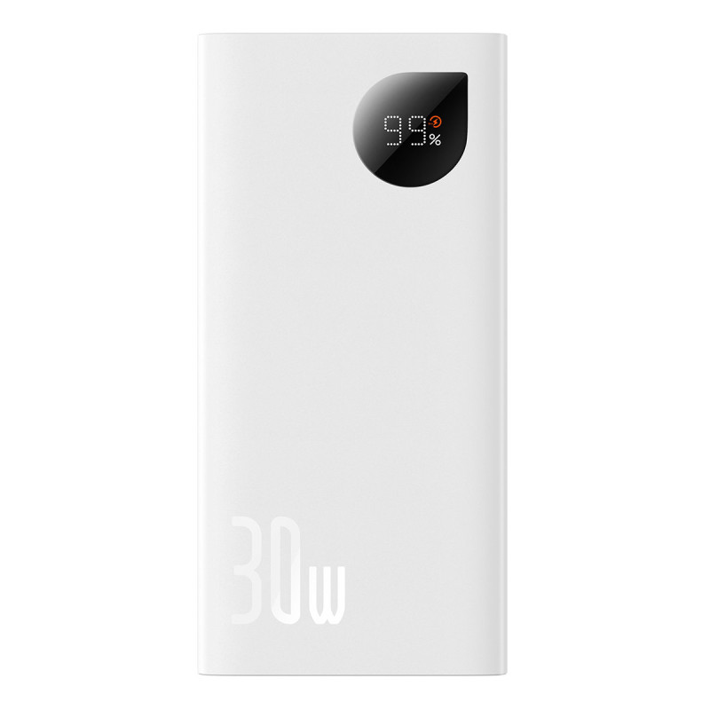 Adaman2 maitinimo blokas su skaitmeniniu ekranu 10000mAh 2xUSB 1xUSB-C greitas įkrovimas baltas