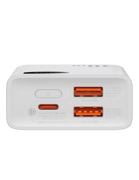 Adaman2 maitinimo blokas su skaitmeniniu ekranu 10000mAh 2xUSB 1xUSB-C greitas įkrovimas baltas Adaman2 maitinimo blokas su skaitmeniniu ekranu 10000mAh 2xUSB 1xUSB-C greitas įkrovimas baltas