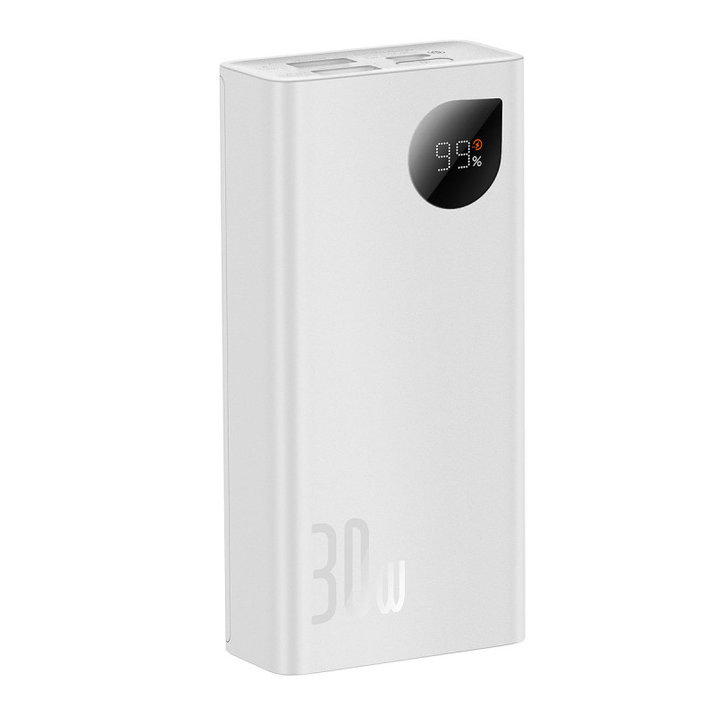 Adaman2 maitinimo blokas su skaitmeniniu ekranu 10000mAh 2xUSB 1xUSB-C greitas įkrovimas baltas