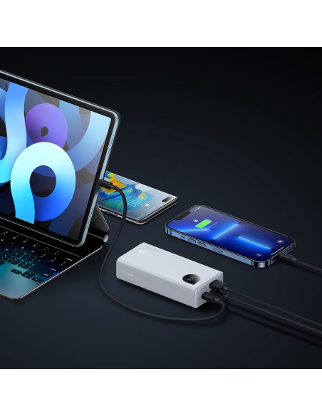 Adaman2 maitinimo blokas su skaitmeniniu ekranu 10000mAh 2xUSB 1xUSB-C greitas įkrovimas baltas Adaman2 maitinimo blokas su skaitmeniniu ekranu 10000mAh 2xUSB 1xUSB-C greitas įkrovimas baltas