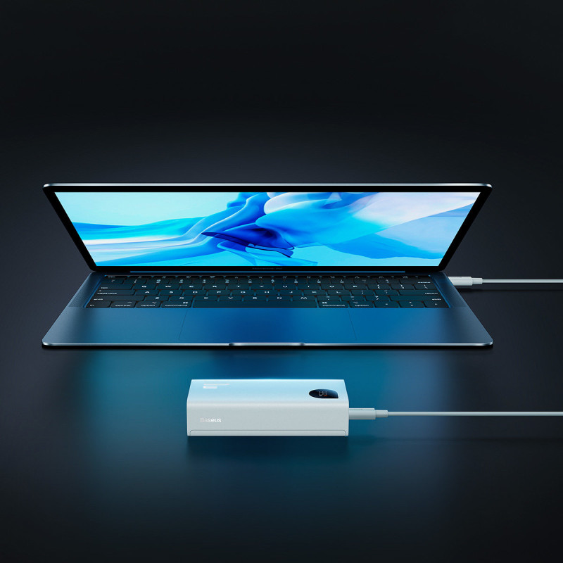 Adaman2 maitinimo blokas su skaitmeniniu ekranu 10000mAh 2xUSB 1xUSB-C greitas įkrovimas baltas