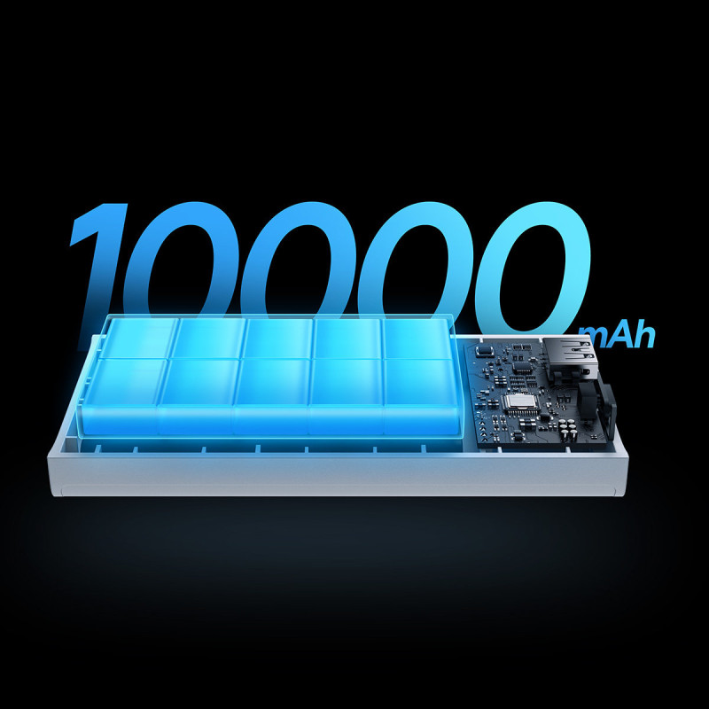 Adaman2 maitinimo blokas su skaitmeniniu ekranu 10000mAh 2xUSB 1xUSB-C greitas įkrovimas baltas