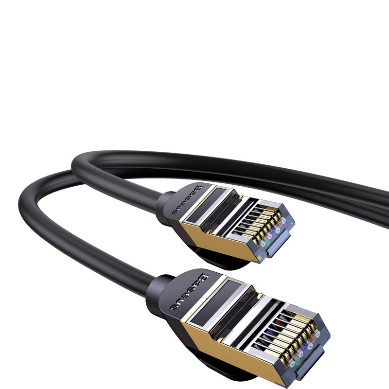 Septynių spartų greitas tinklo kabelis RJ45 Cat 7 10Gbps 1,5m juodas