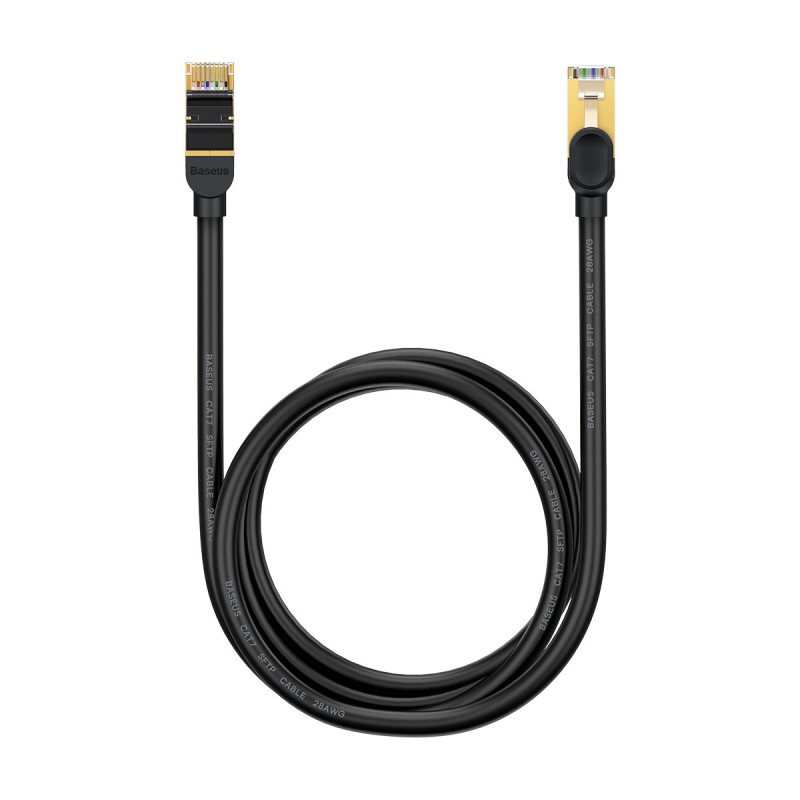 Septynių spartų greitas tinklo kabelis RJ45 Cat 7 10Gbps 1,5m juodas