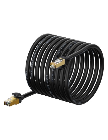 Septynių spartų greitas tinklo kabelis RJ45 Cat 7 10Gbps 15m juodas Septynių spartų greitas tinklo kabelis RJ45 Cat 7 10Gbps 15m juodas