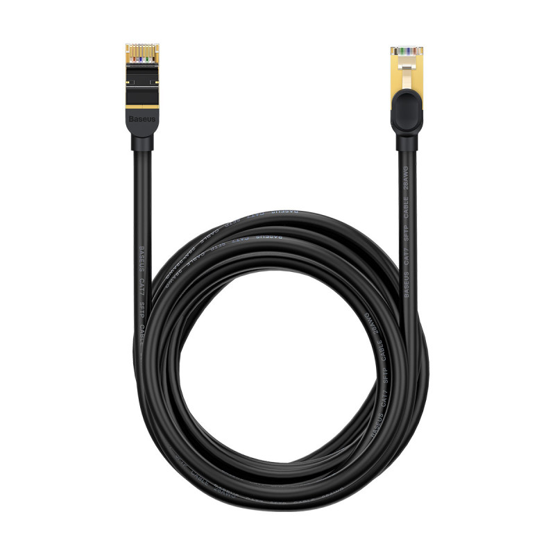 Septynių spartų greitas tinklo kabelis RJ45 Cat 7 10Gbps 15m juodas