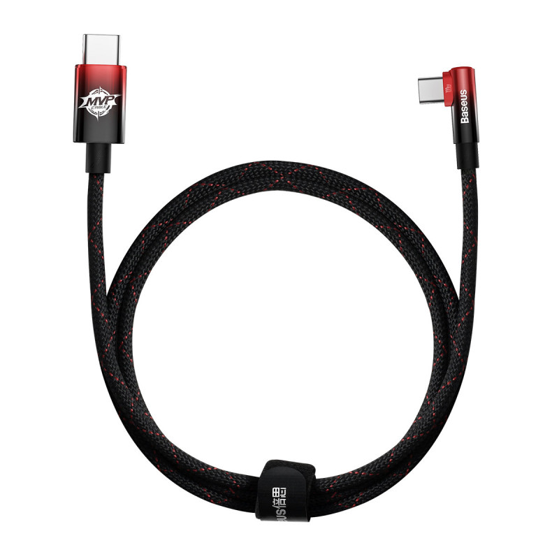 MVP alkūninis kabelis Maitinimo laidas su šoniniu USB-C kištuku 1 m raudonas