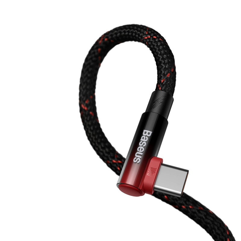 MVP alkūninis kabelis Maitinimo laidas su šoniniu USB-C kištuku 1 m raudonas