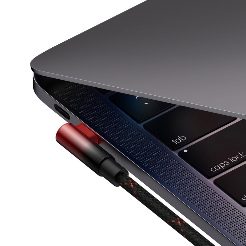 MVP alkūninis kabelis Maitinimo laidas su šoniniu USB-C kištuku 1 m raudonas
