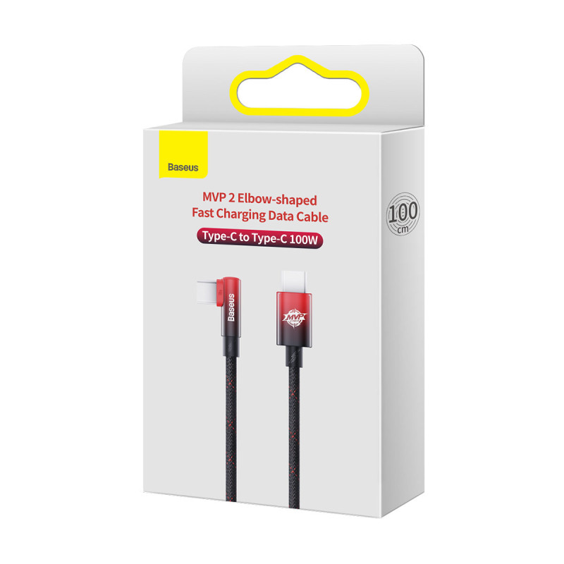 MVP alkūninis kabelis Maitinimo laidas su šoniniu USB-C kištuku 1 m raudonas